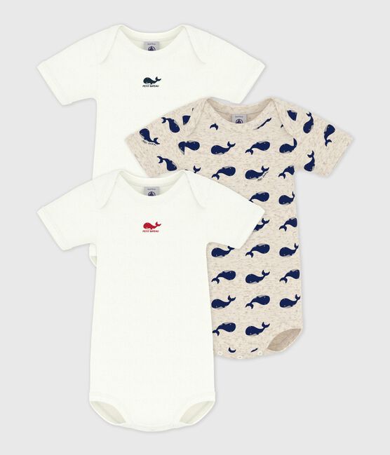 Short-Sleeved Cotton Whale Bodysuits - Pack of 3 variante 1