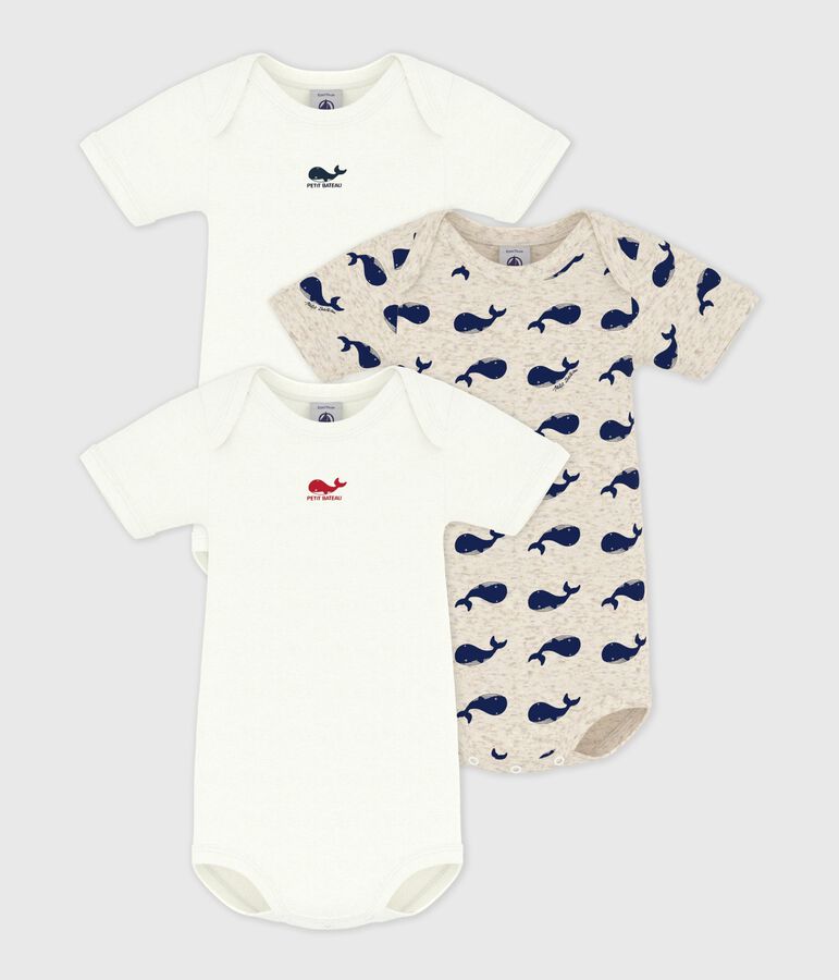 Short-Sleeved Cotton Whale Bodysuits - Pack of 3 variante 1