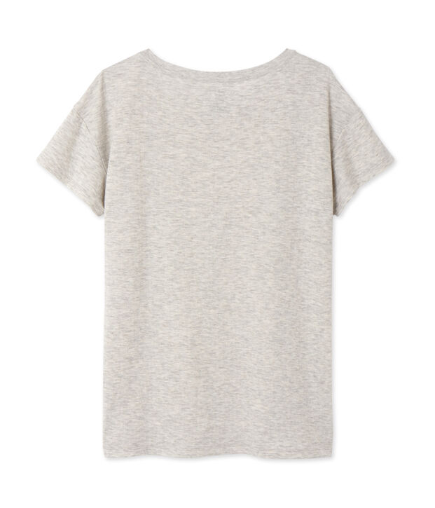 Women's maxi T-shirt in mottled extra-fine tube knit grey