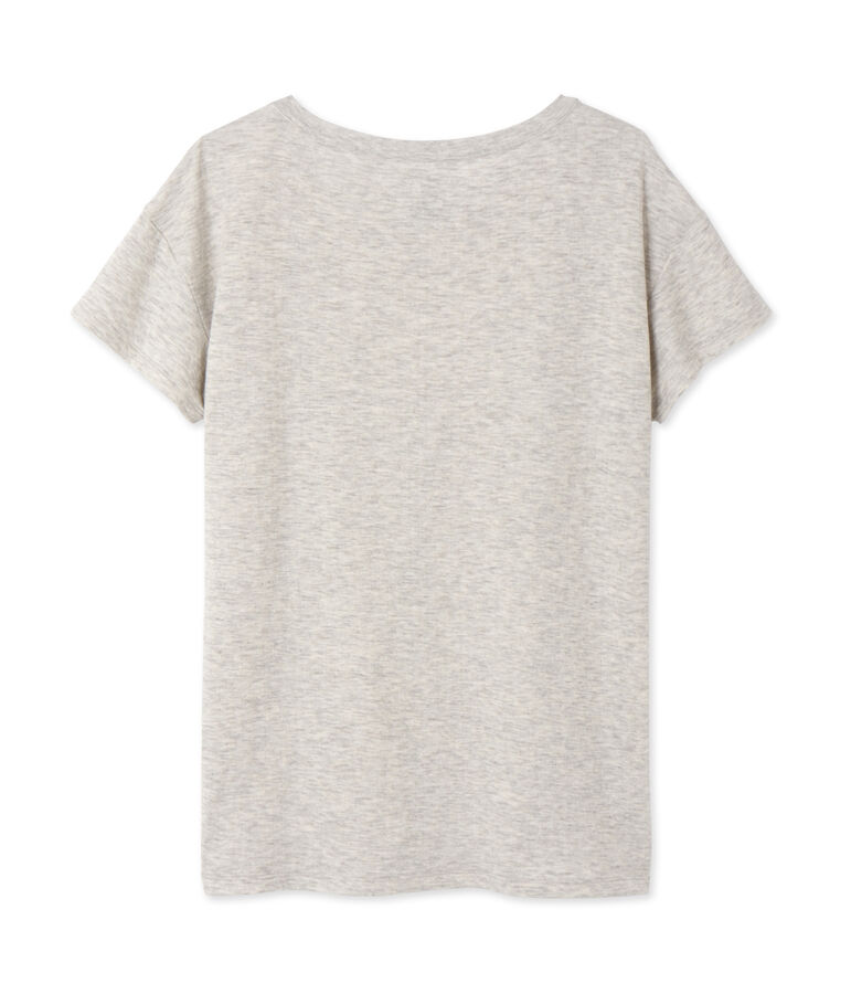 Women's maxi T-shirt in mottled extra-fine tube knit BELUGA CHINE grey