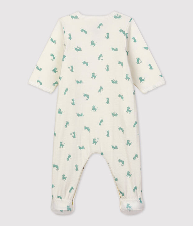 Babies' Organic Cotton Bodyjama white/green