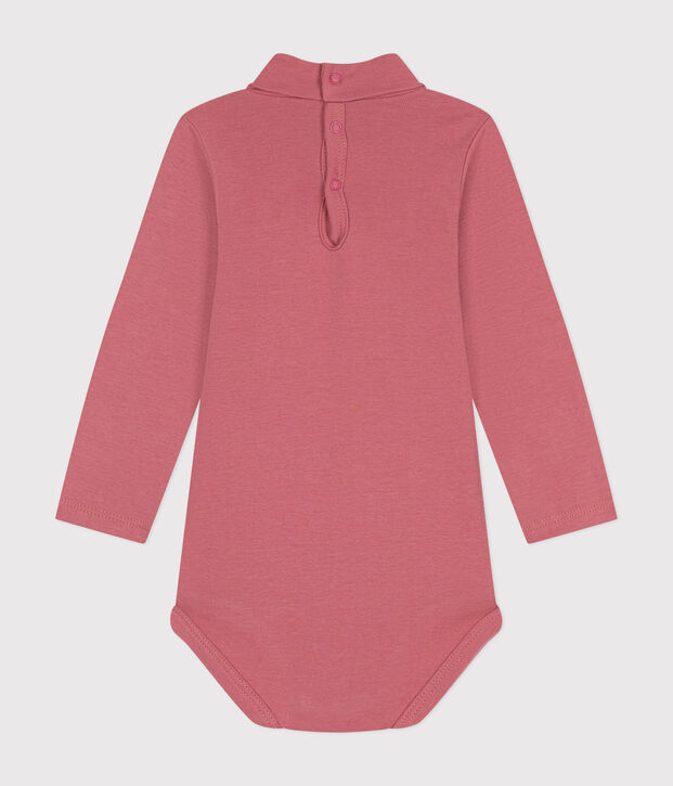 Babies' Long-Sleeved Roll Neck Cotton Bodysuit pink