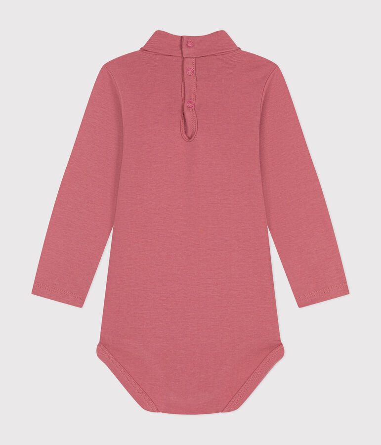 Babies' Long-Sleeved Roll Neck Cotton Bodysuit pink