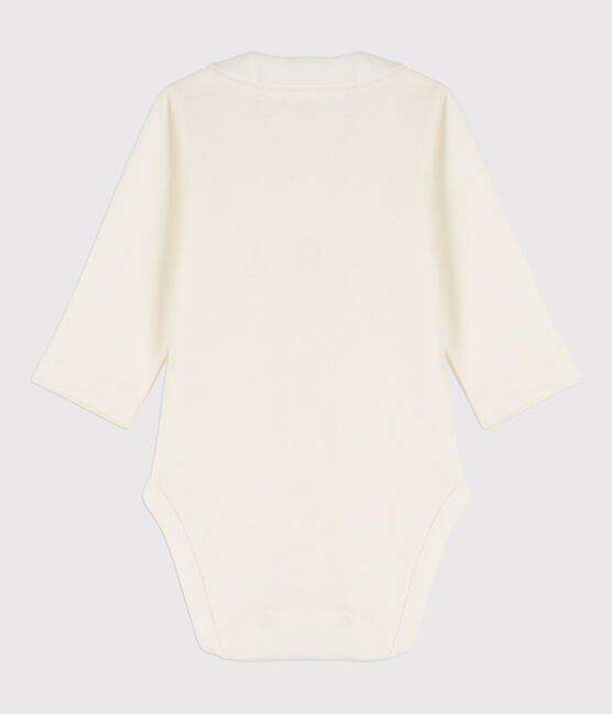 Babies' Cotton Bodysuit with Collar MARSHMALLOW white