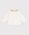 Babies' plain cotton sweatshirt with a printed collar MILK