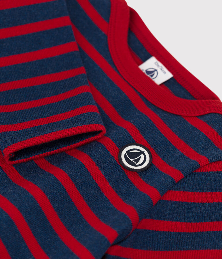 Babies' Thick Cotton Jersey Breton Top blue/red