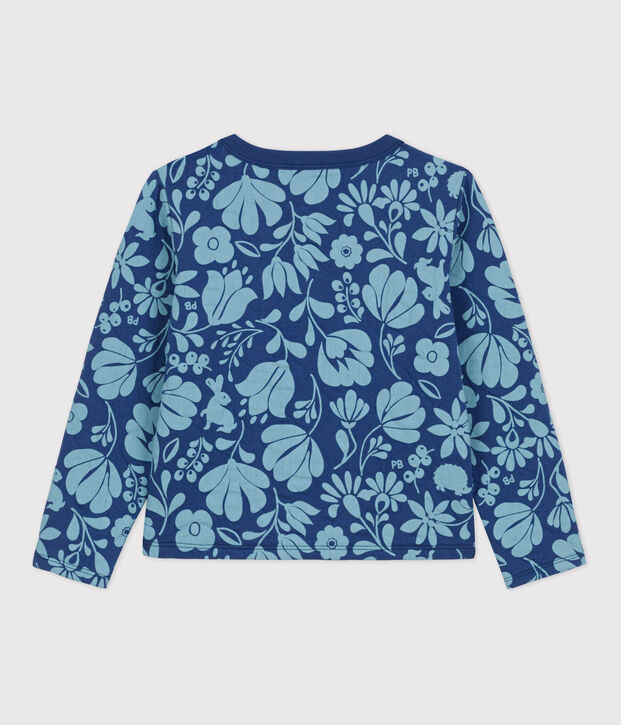 Girls' Printed Quilted Tube Knit Cardigan blue/blue
