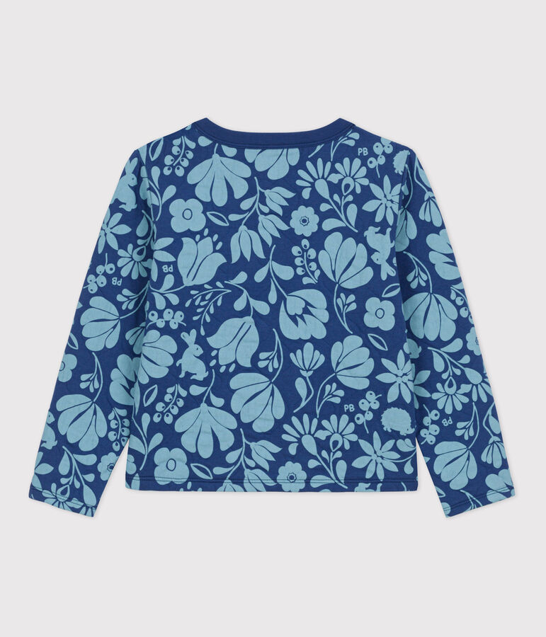 Girls' Printed Quilted Tube Knit Cardigan blue/blue