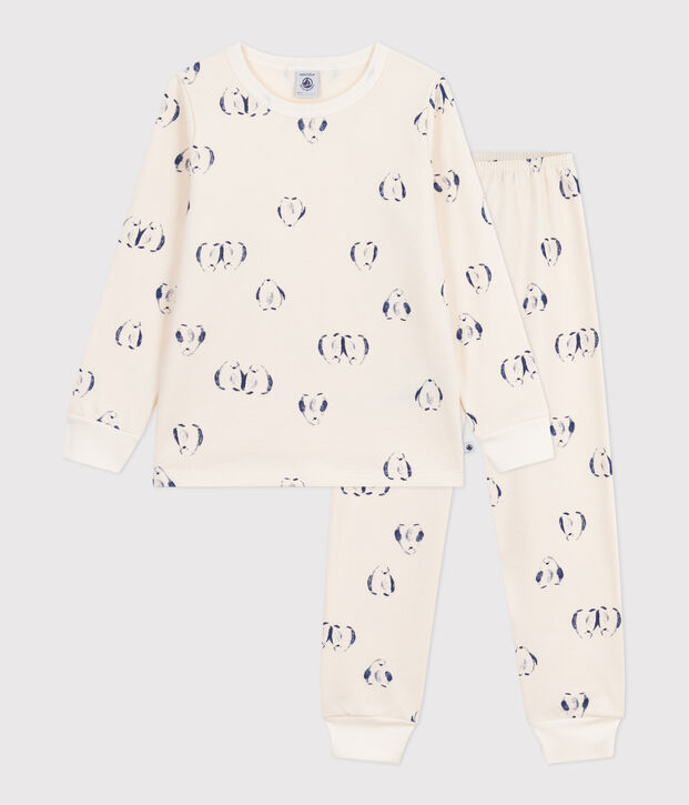 Children's penguin print fleece pyjamas blue/blue