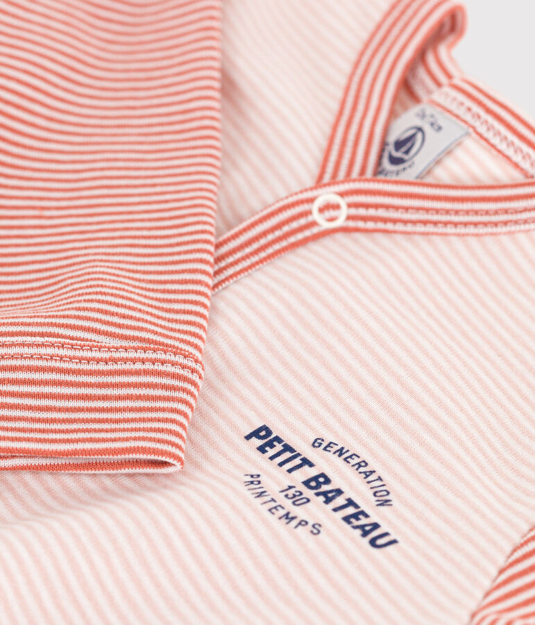 Footless Pinstriped Cotton Sleepsuit pink/white