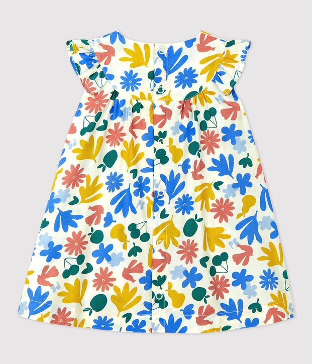 Babies' Short-Sleeved Poplin Floral Print Dress white/multicolor