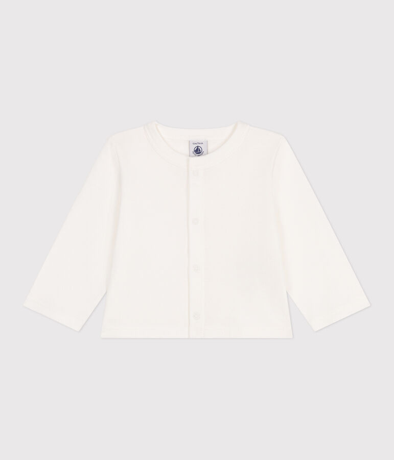 Babies' plain cotton cardigan white