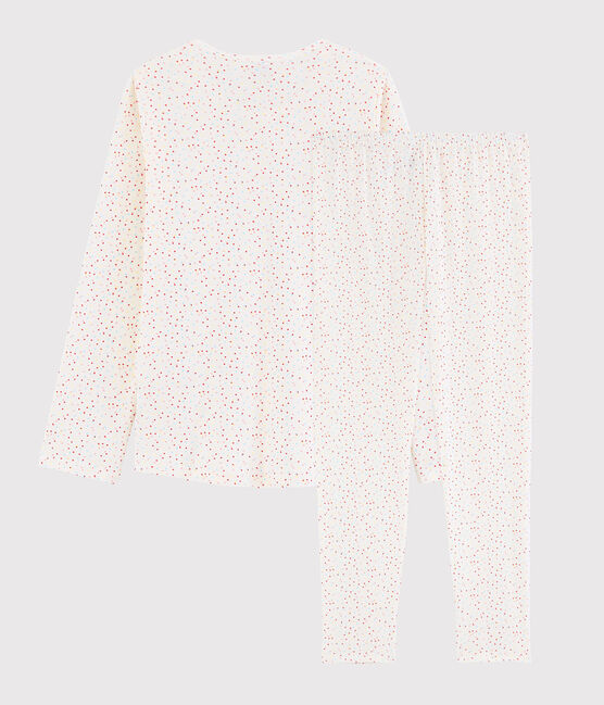 Girls'/Women's Multicoloured Spotted Organic Cotton Pyjamas MARSHMALLOW white/MULTICO white
