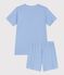 Children's short stripy cotton pyjamas EDNA blue/MARSHMALLOW white