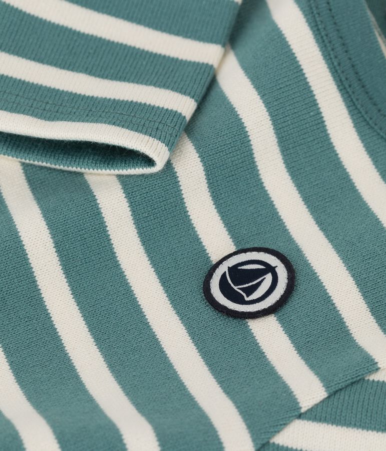 Babies' Thick Cotton Jersey Breton Top BRUT green/AVALANCHE white