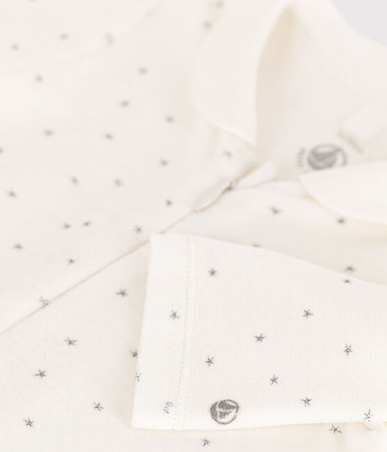 Babies' Starry Velour Pyjamas MARSHMALLOW white/GRIS grey