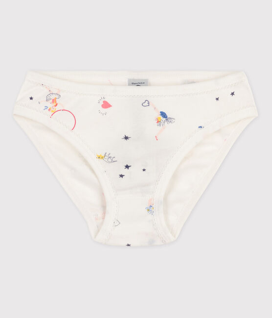 Girls' Cotton Briefs MARSHMALLOW white/MULTICO white