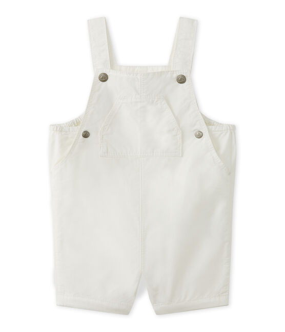 Baby boys' striped short dungarees MARSHMALLOW white