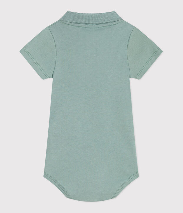 Babies' short-sleeved plain cotton body green