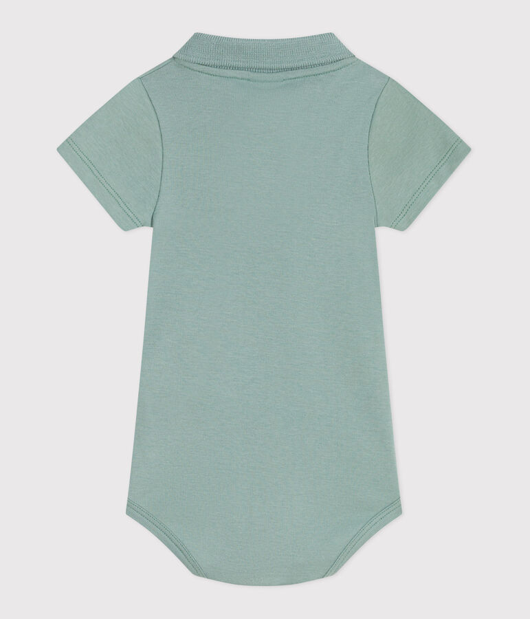 Babies' short-sleeved plain cotton body green