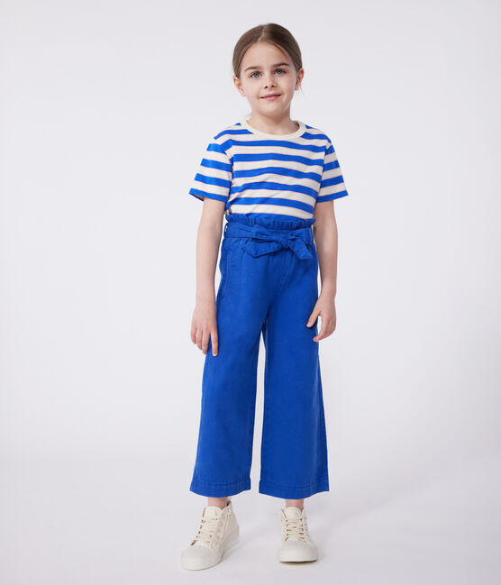 Children's cotton and Lyocell blend trousers. SURF blue
