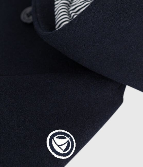 Babies' pea coat in plain woollen broadcloth SMOKING blue