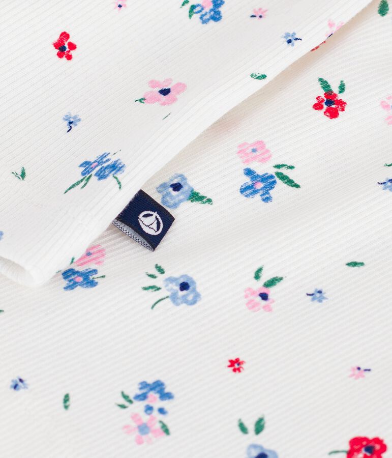 Children's short-sleeved floral print cotton T-shirt MARSHMALLOW white/MULTICO white