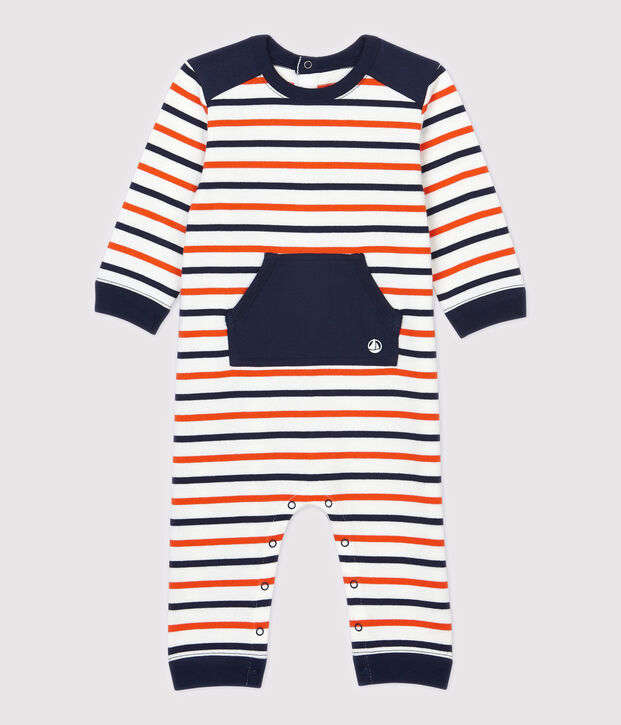 Babies' Fleece Jumpsuit white/blue/orange
