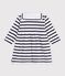 Babies' cotton dress with long sleeves and Breton stripes white/blue