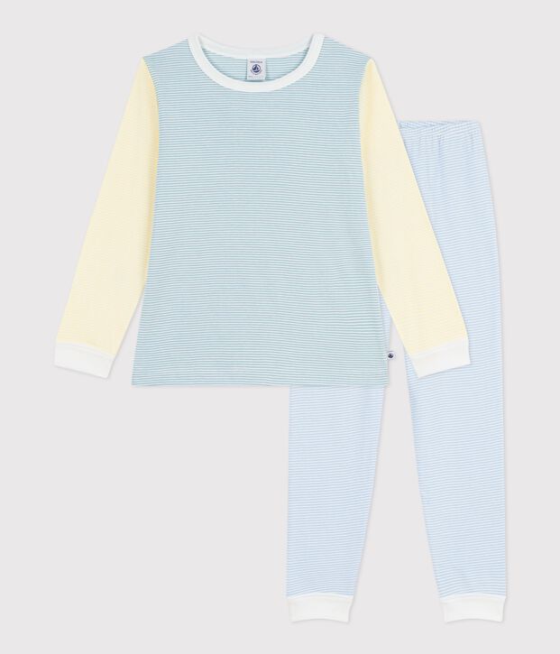 Children's stripy cotton pyjamas blue/multicolor