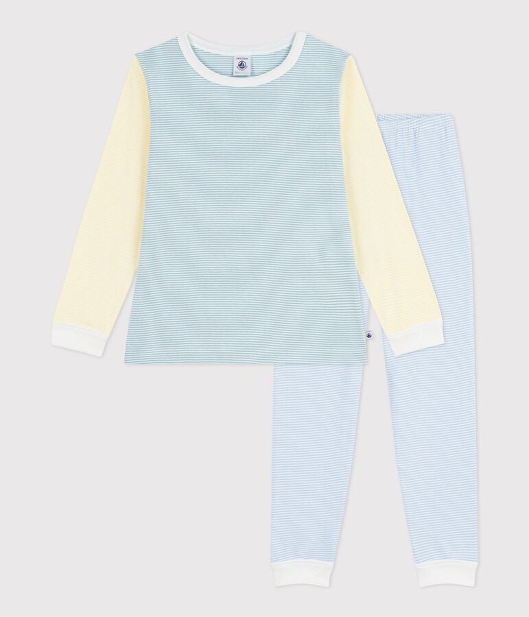 Children's stripy cotton pyjamas green/multicolor