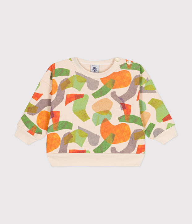 Babies' Fleece Sweatshirt Ecru/multicolor