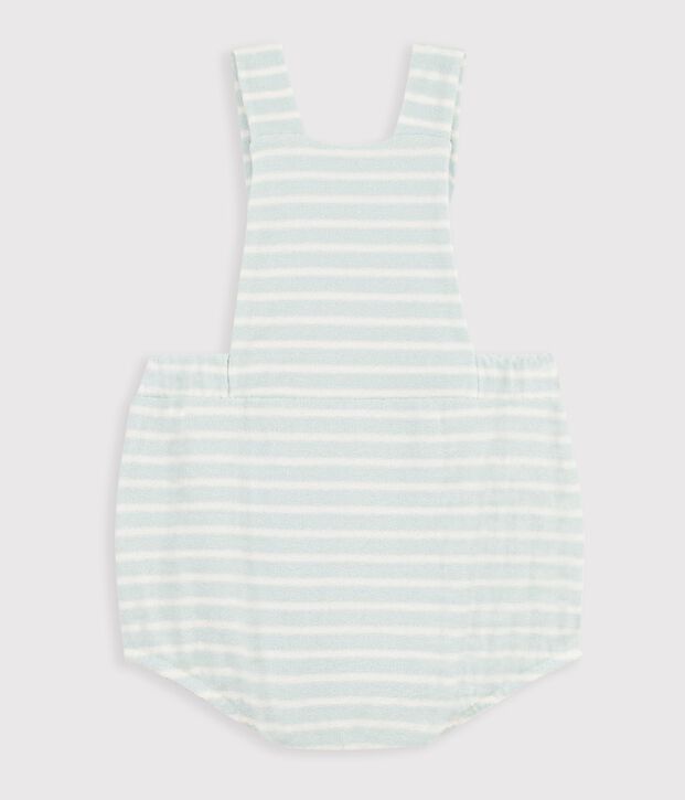 Babies stripy cotton terry rompers blue/ecru