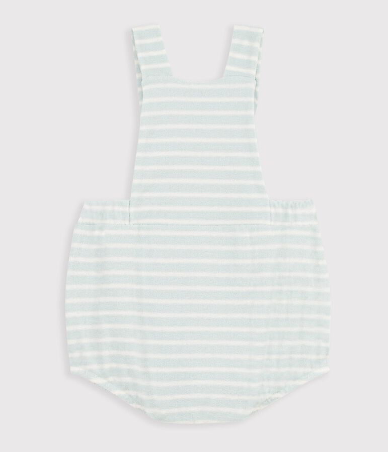 Babies stripy cotton terry rompers blue/ecru