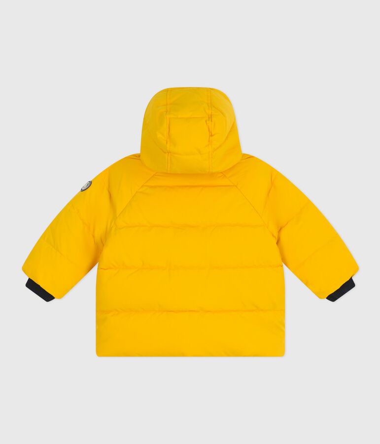 Babies' puffer jacket in plain polyester yellow