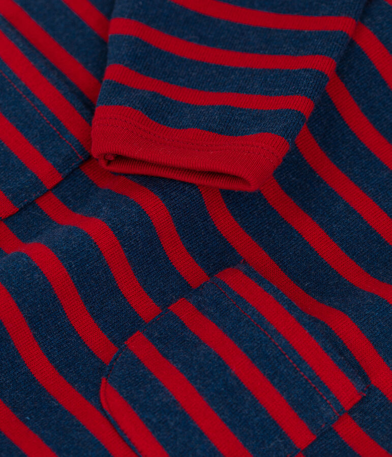 Babies' Thick Jersey Stripy Breton Jumpsuit blue/red