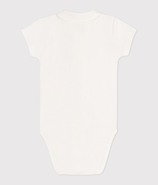 Newborns' short-sleeved cotton body with a collar white