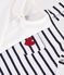 Babies' stripy cotton dungarees and collared body set white/blue