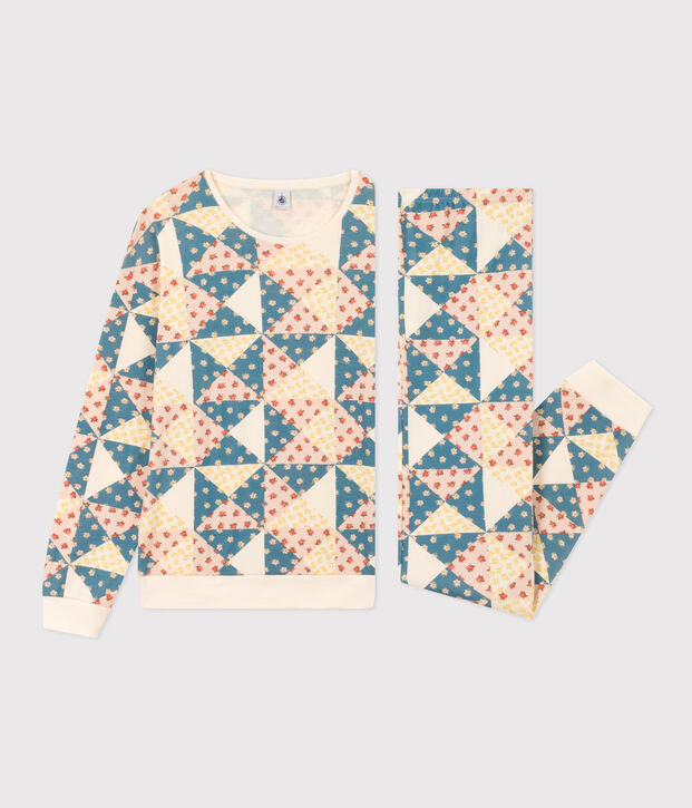 Women's Patchwork Cotton Pyjamas Ecru/multicolor