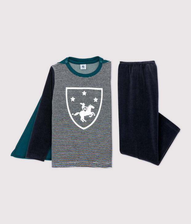 Boys' Knight Velour Pyjamas blue/multicolor