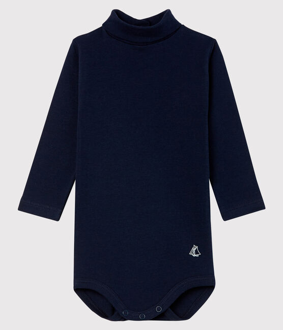 Baby's long-sleeved roll-neck bodysuit SMOKING blue