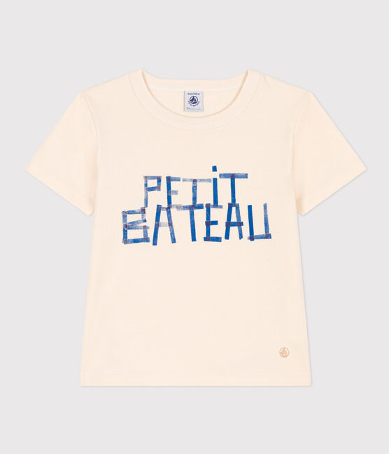 Boys' short-sleeved cotton T-shirt AVALANCHE Ecru