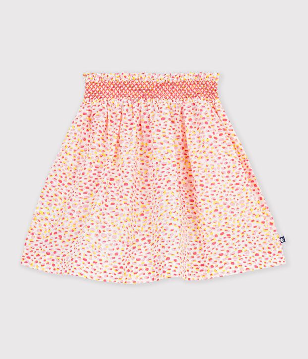 Children's short printed cotton skirt white/multicolor