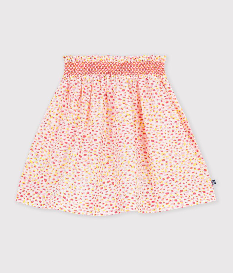 Children's short printed cotton skirt white/multicolor