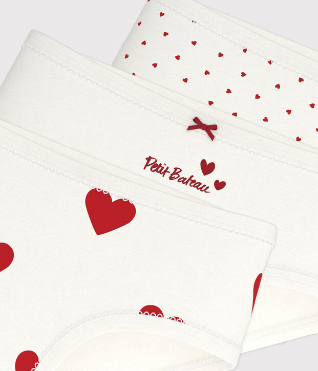 Children's high-waisted cotton heart pattern knickers - 3-Pack multicolor