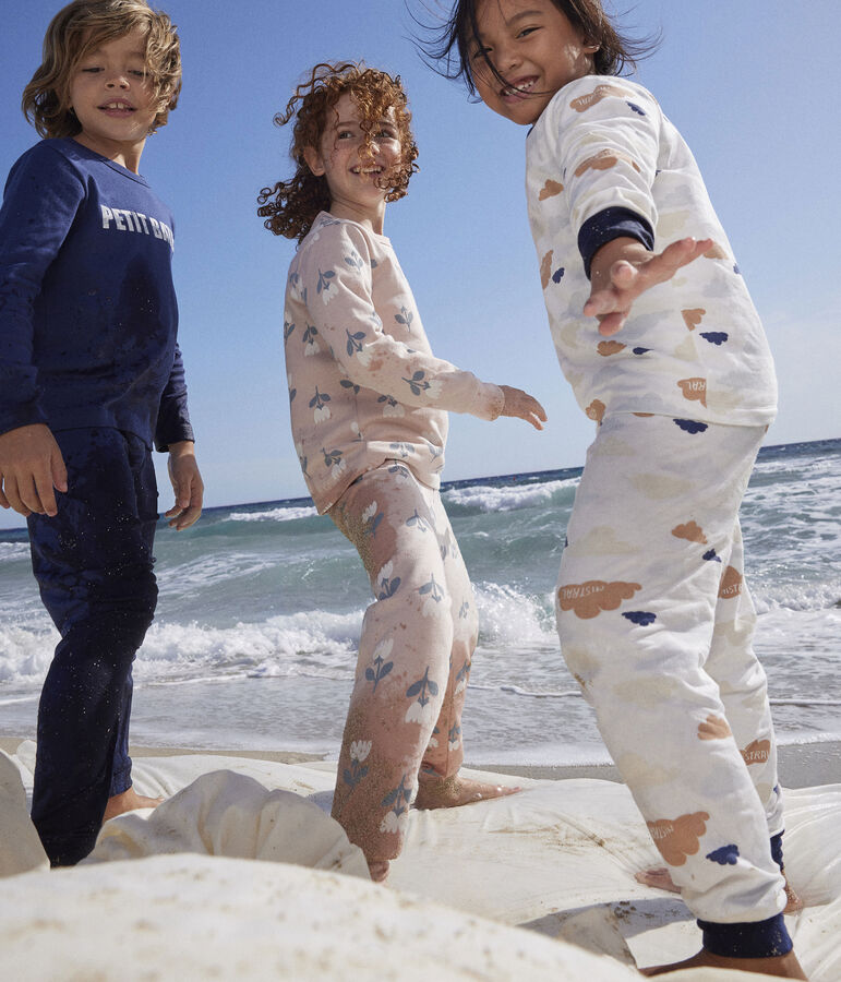 Children's Unisex Cloud Patterned Fleece Pyjamas white/multicolor