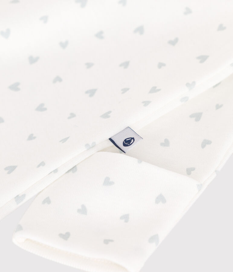 Babies' cotton one-piece/sleep sack with a collar with little hearts white/multicolor