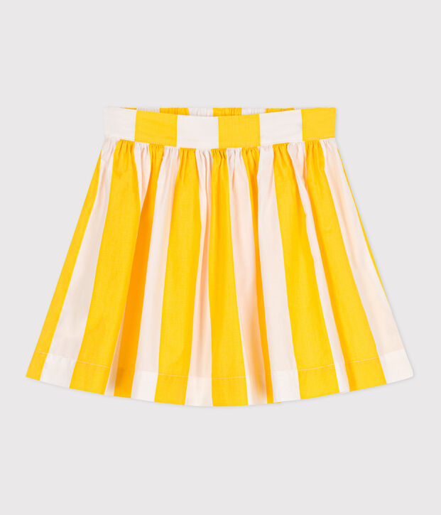Children's stripy cotton skirt white/yellow