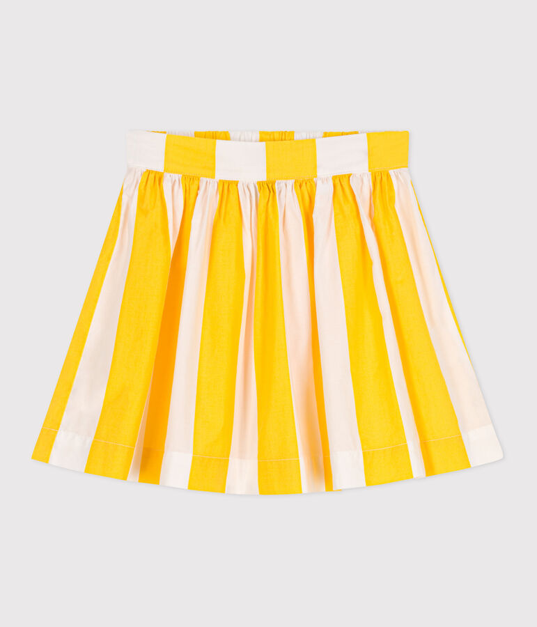Children's stripy cotton skirt white/yellow