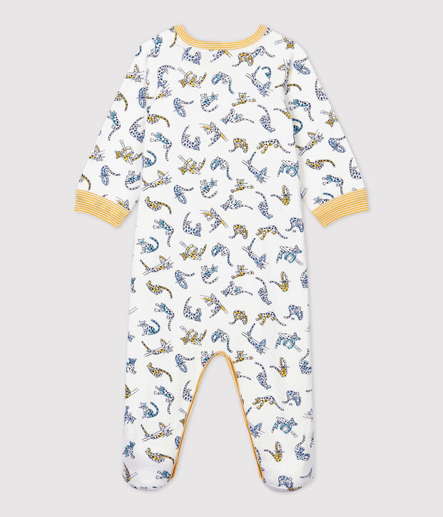 Babies' Panther Patterned Cotton Sleepsuit white/multicolor